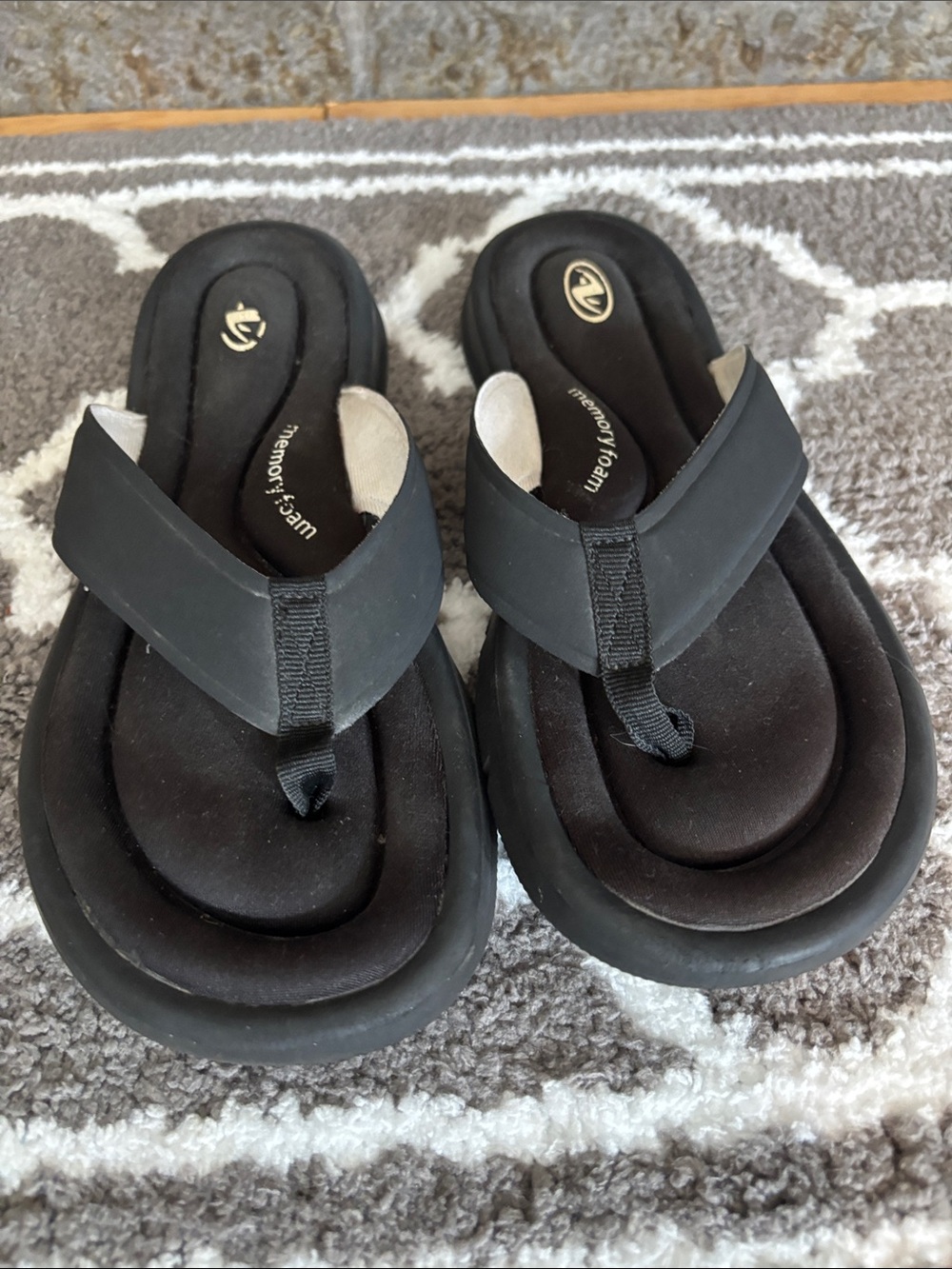 Black Memory Foam Thong Sandals